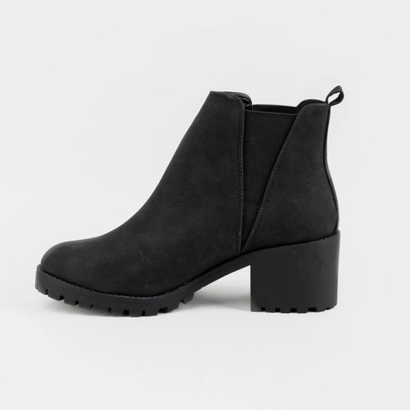 Desire Lace less Lug Black Combat Boot - Picture 3 of 6